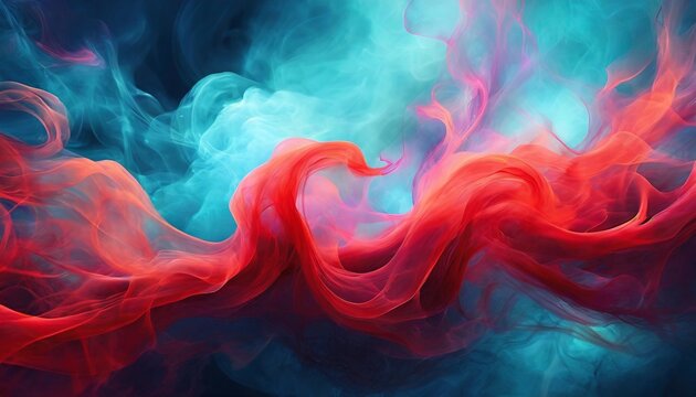red smoke on a blue background mystic texture in neon colors