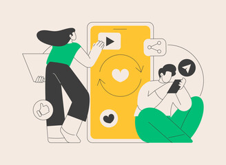 Mindlessly scrolling abstract concept vector illustration.