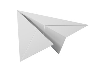 Paper airplane on transparent background. 3D illustration