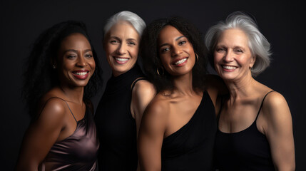 Fototapeta premium International Women's Day portrait of multiethnic mixed age range women looking towards camera