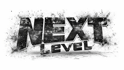 The Black text "next level" animation with glitch effect  ,generative ai