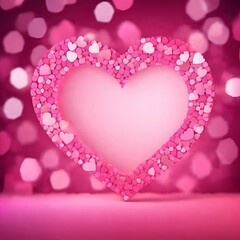 Valentine's day background with pink hearts. Vector illustration. Pink heart shape and bokeh light on pink background with space for text .
