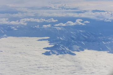 Papier Peint photo Kangchenjunga Alps mountain aerial view in a cloudy day