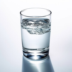 Pure refreshment, Crystal clear water in a glass on a radiant background, embodying the essence of vitality and the invigorating source of natural energy.