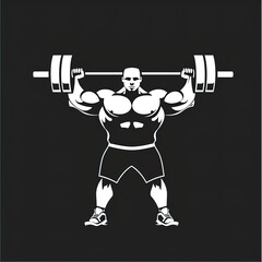 Flat illustration of a Weightlifter, black and white illustration. Banner, design. Vector in flat styles