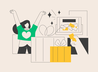 Prize draw abstract concept vector illustration.