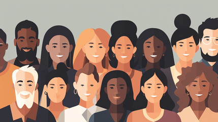 Collage of portrts of an ethnically diverse and mixed age group of focused business professionals