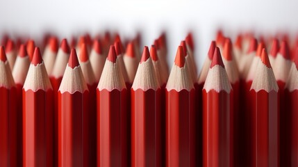 Red pencils with white outer layer on white background for school and office supplies