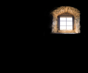 An old window in the dark room