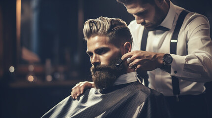 Fototapeta na wymiar barber men, long barber
