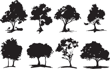 Set Trees. Hand drawn vector illustration