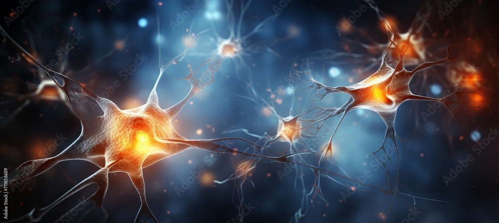 Poster captivating fusion abstract background with neuron cells a harmonious blend of science and art