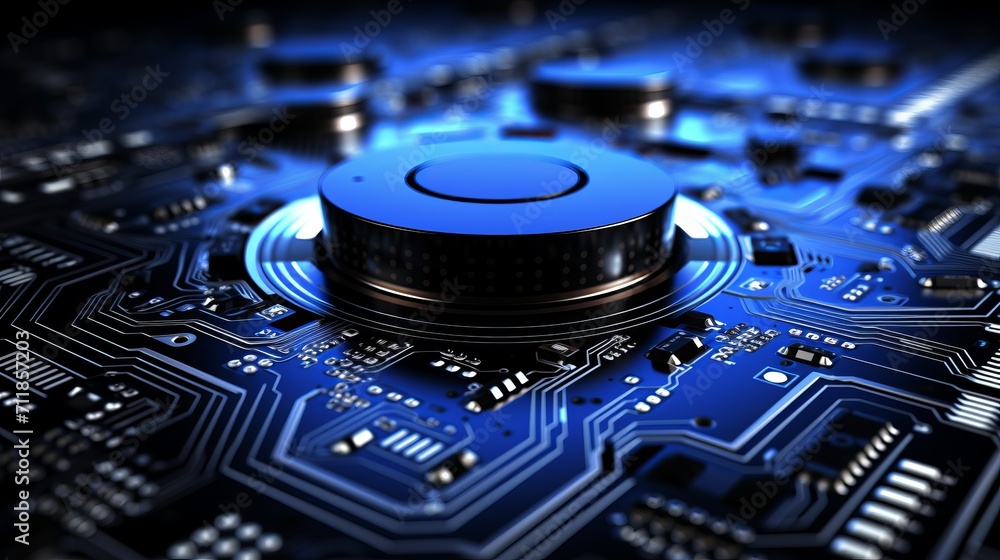 Poster futuristic cybernetic circuit background with clear empty space for technology concept
