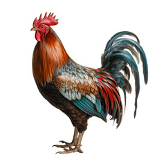 Fototapeta premium rooster full length side view on isolated white background.