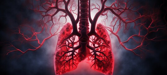 Detailed 3d illustration of healthy lungs in medical context, showcasing respiratory system anatomy - obrazy, fototapety, plakaty