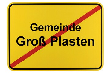 Illustration eines Ortsschildes der Gemeinde Groß Plasten in Mecklenburg-Vorpommern