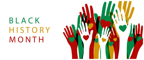 Human hands. Diverse group of people celebrating Black History Month.