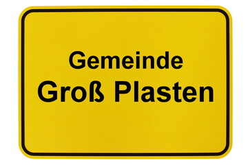 Illustration eines Ortsschildes der Gemeinde Groß Plasten in Mecklenburg-Vorpommern