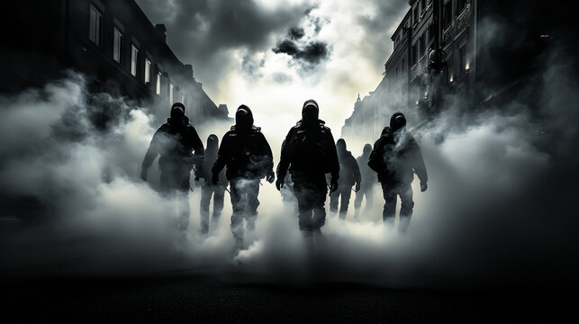 Fototapeta burning car, unrest, anti-government, crime