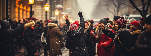 Concert crowd. Winter family event background