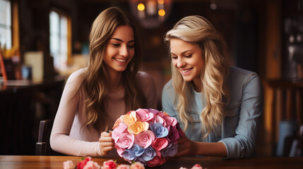 Happy young LGBT couple sharing special moment together on Valentine Day