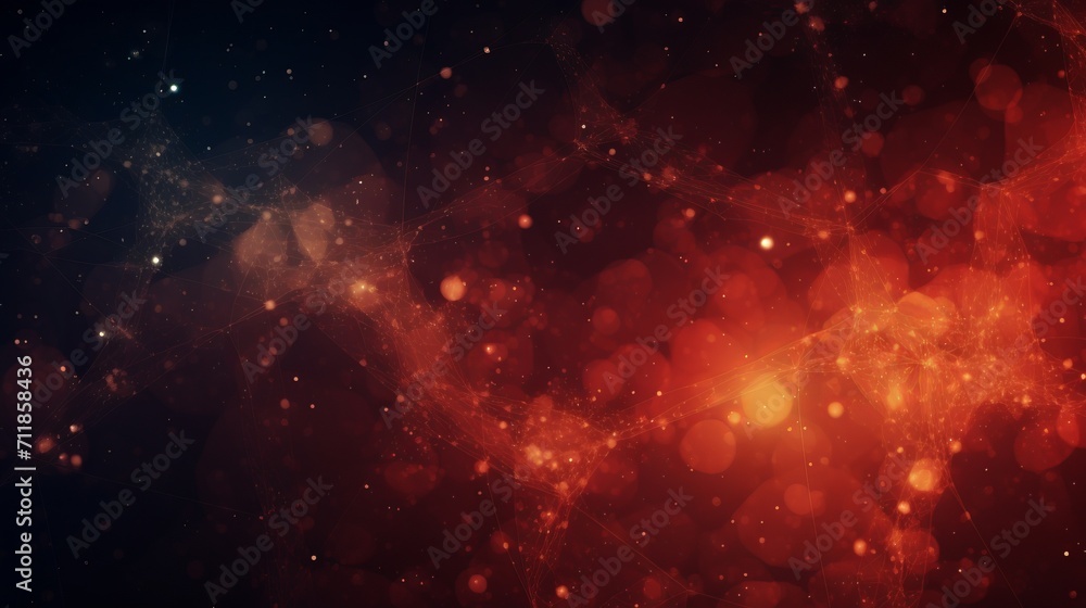 Poster Abstract red particle mesh background technology concept for design and presentation