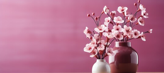 Minimalistic blurred pink spring background with vibrant colors for product placement