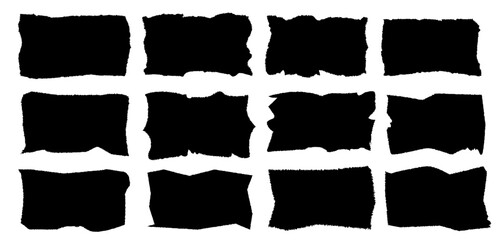Jagged rectangle vector collection black color isolated on white background 10 eps