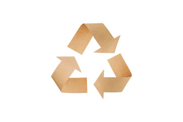 Recycle symbol made of cardboard paper. Refuse reuse recycle concept.