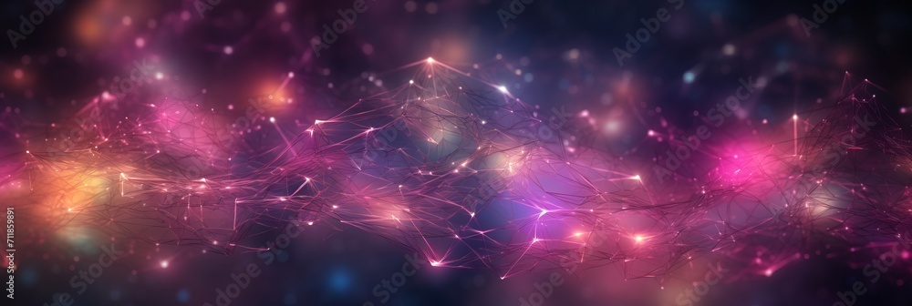 Poster abstract space background with dynamic particles representing big data visualization and networks