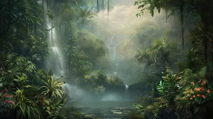 Fotobehang Beautiful wallpaper background of a jungle landscape. © Simon