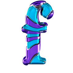 Blue symbol with purple horizontal thin straps. letter f