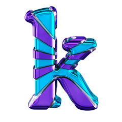 Blue symbol with purple horizontal thin straps. letter k