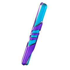 Blue symbol with purple horizontal thin straps