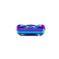Blue symbol with purple horizontal thin straps