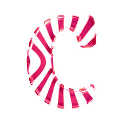 White symbol with pink thin straps. letter c