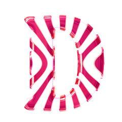 White symbol with pink thin straps. letter d