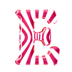 White symbol with pink thin straps. letter e