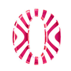 White symbol with pink thin straps. letter o