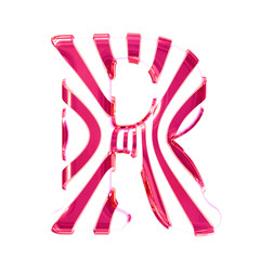 White symbol with pink thin straps. letter r