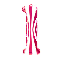 White symbol with pink thin straps. letter l