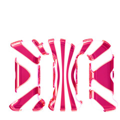 White symbol with pink thin straps. letter m