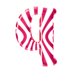 White symbol with pink thin straps. letter q