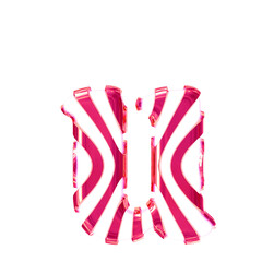 White symbol with pink thin straps. letter u