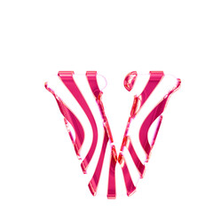 White symbol with pink thin straps. letter v