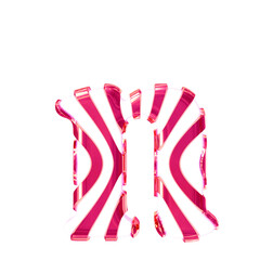 White symbol with pink thin straps. letter n