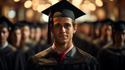 Fototapeta premium Portrait of handsome male graduate in graduation robe