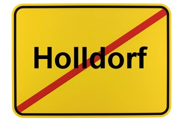 Illustration eines Ortsschildes der Gemeinde Holldorf in Mecklenburg-Vorpommern