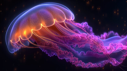 neon jellyfish of bright colors amoled Ai generative