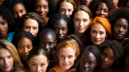 Diversity, beauty and portrait of a group of women in studio for skincare, makeup or cosmetic routine. Feminism, female empowerment and face of multicultural girl friends